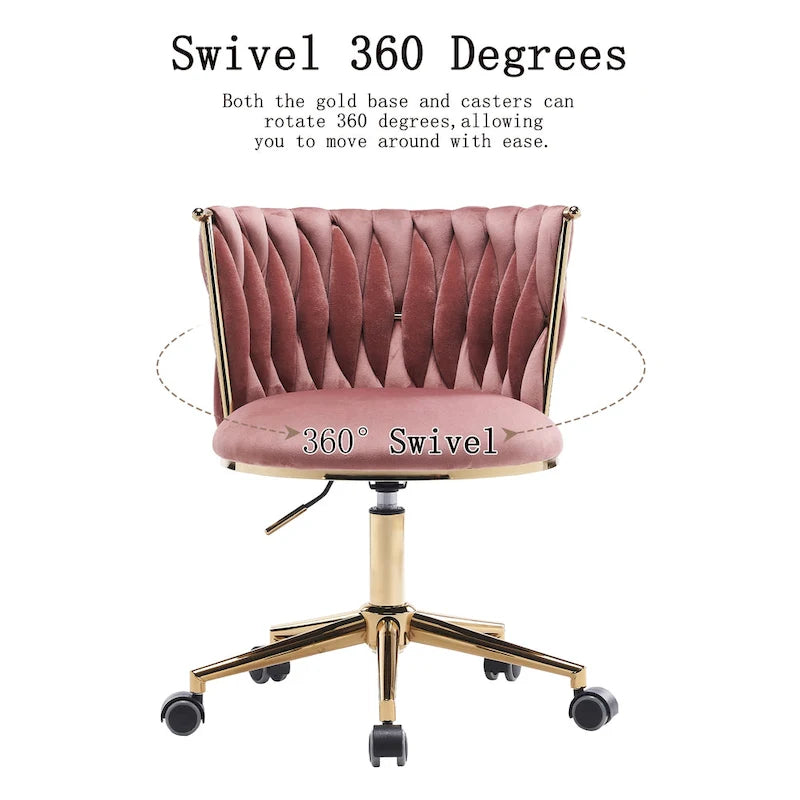 Velvet Desk Chair Vanity Chair for Makeup with Wheels Rolling Swivel Chair for Bedroom