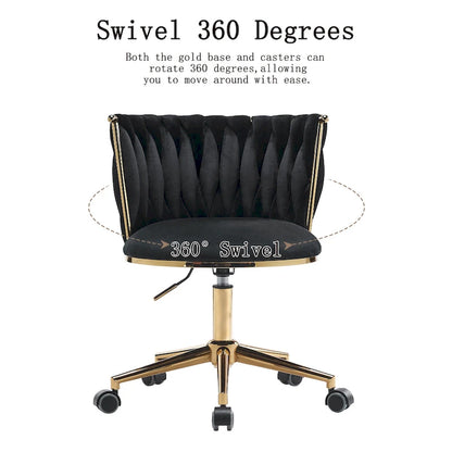 Velvet Desk Chair Vanity Chair for Makeup with Wheels Rolling Swivel Chair for Bedroom