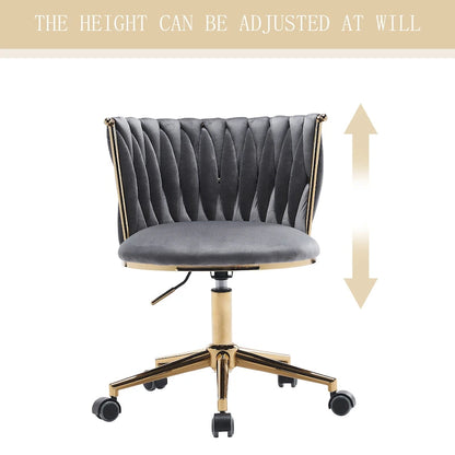 Velvet Desk Chair Vanity Chair for Makeup with Wheels Rolling Swivel Chair for Bedroom