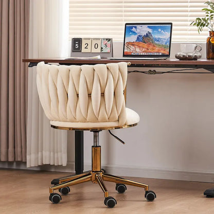 Velvet Desk Chair Vanity Chair for Makeup with Wheels Rolling Swivel Chair for Bedroom