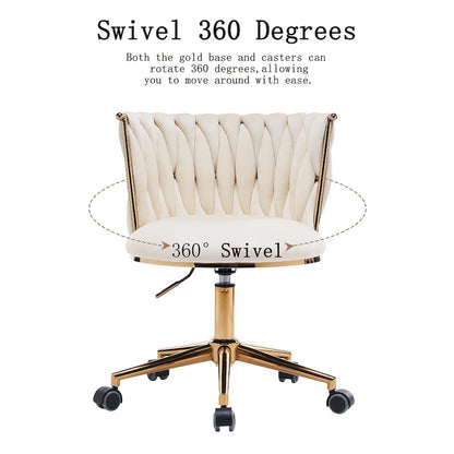 Velvet Desk Chair Vanity Chair for Makeup with Wheels Rolling Swivel Chair for Bedroom