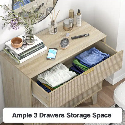Anmytek Modern 3-Drawer Dresser Wood Chest of Drawers Storage Cabinet for Bedroom