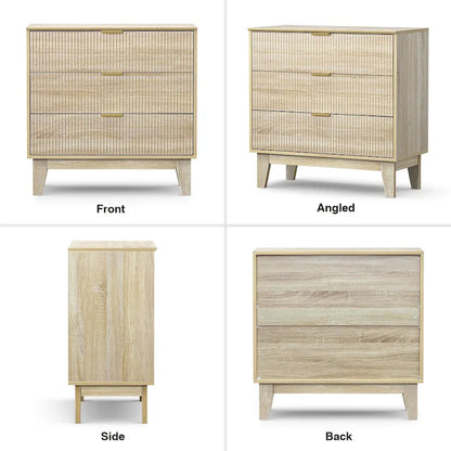 Anmytek Modern 3-Drawer Dresser Wood Chest of Drawers Storage Cabinet for Bedroom