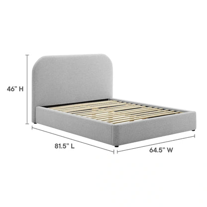 Keynote Upholstered Fabric Curved Full Platform Bed