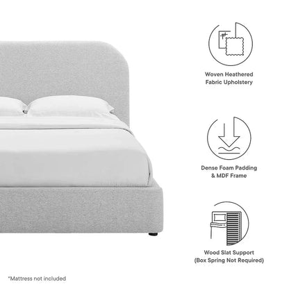 Keynote Upholstered Fabric Curved Full Platform Bed