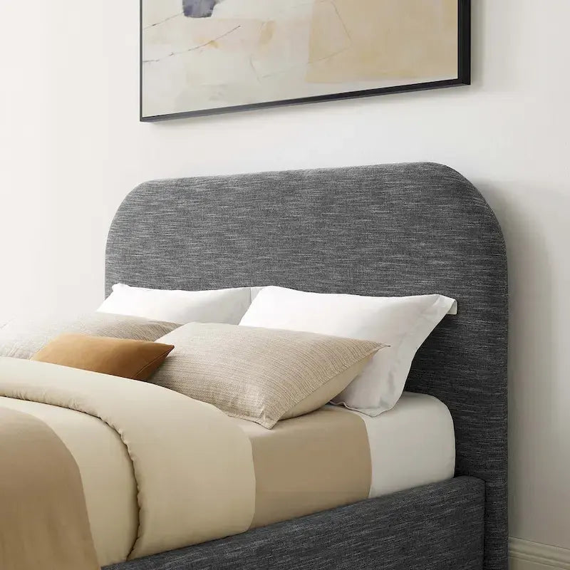 Keynote Upholstered Fabric Curved Full Platform Bed