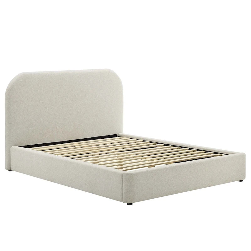 Keynote Upholstered Fabric Curved Full Platform Bed