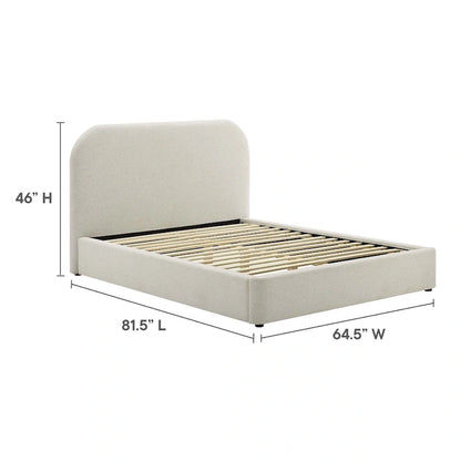 Keynote Upholstered Fabric Curved Full Platform Bed