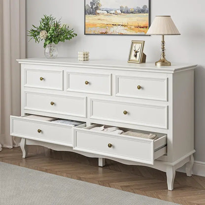 7 - Drawer Dresser with Solid Wood Legs and Painted Finish