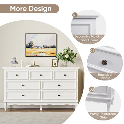 7 - Drawer Dresser with Solid Wood Legs and Painted Finish