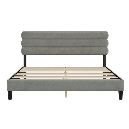 King Size Bed Frame with Headboard, Sturdy Platform Bed with Wooden Slats Support and No Box Spring