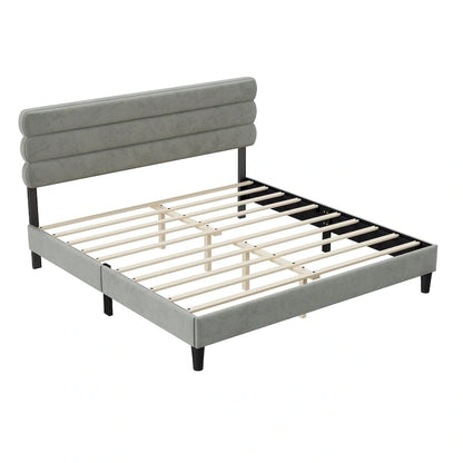 King Size Bed Frame with Headboard, Sturdy Platform Bed with Wooden Slats Support and No Box Spring