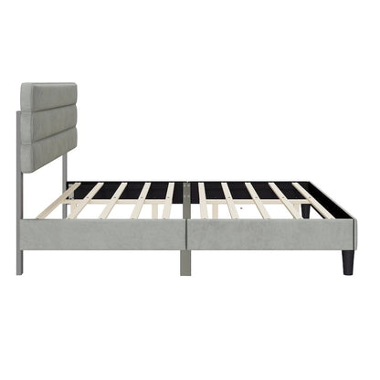 King Size Bed Frame with Headboard, Sturdy Platform Bed with Wooden Slats Support and No Box Spring