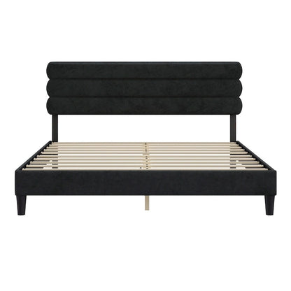 King Size Bed Frame with Headboard, Sturdy Platform Bed with Wooden Slats Support and No Box Spring