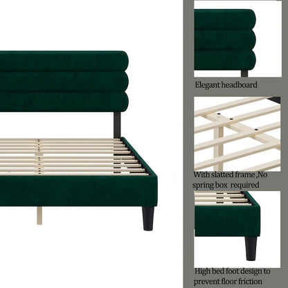 King Size Bed Frame with Headboard, Sturdy Platform Bed with Wooden Slats Support and No Box Spring
