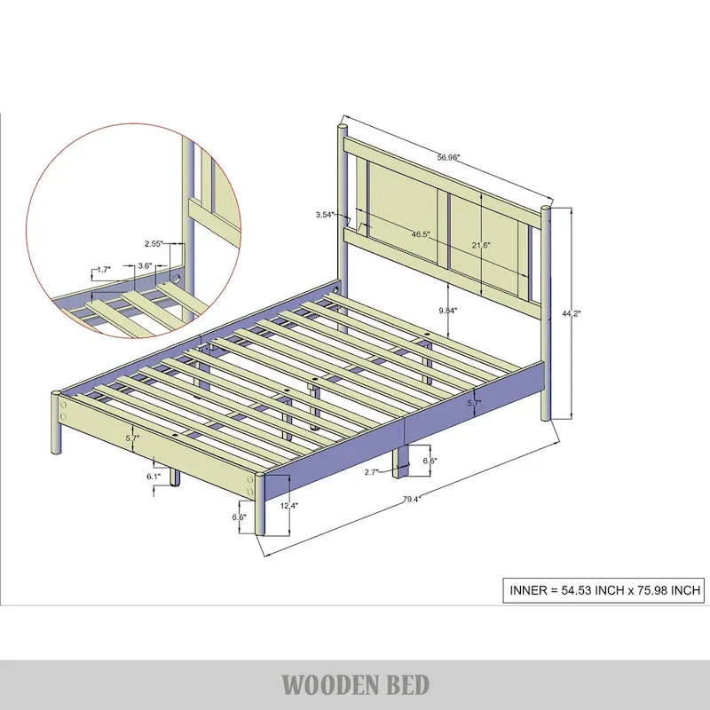 CraftPorch Transitional Wooden Platform Bed