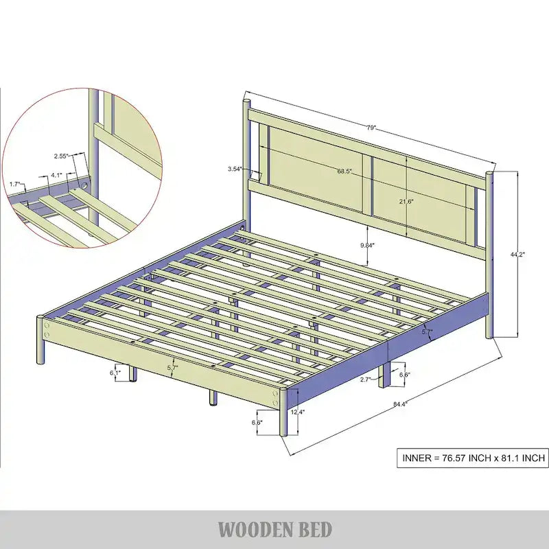 CraftPorch Transitional Wooden Platform Bed