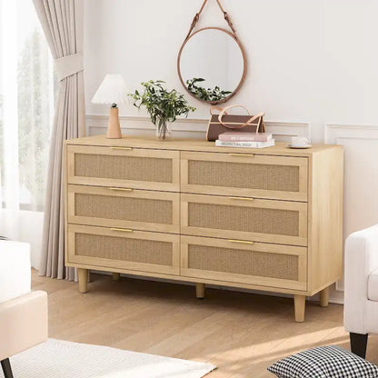 6-Drawers Rattan Storage Cabinet Rattan Drawer