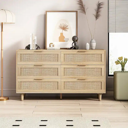 6-Drawers Rattan Storage Cabinet Rattan Drawer