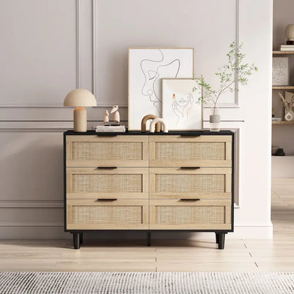 6-Drawers Rattan Storage Cabinet Rattan Drawer