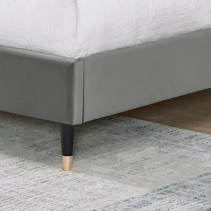 Velvet Wingback Platform Bed,Queen/King Size