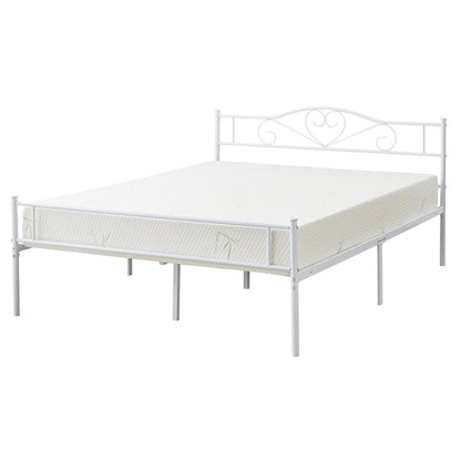 Javlergo Full Size Metal Bed Bed Frame with Headboard and Footboard, White