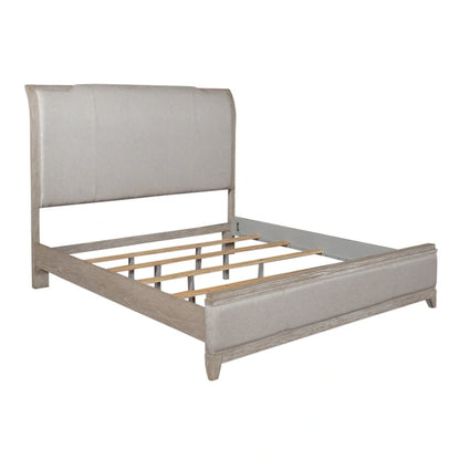 Belmar Washed Taupe & Silver Champagne King California Upholstered Bed