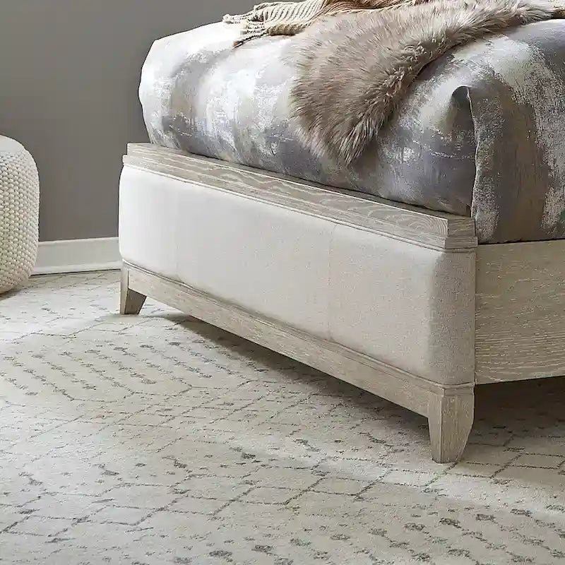 Belmar Washed Taupe & Silver Champagne King California Upholstered Bed