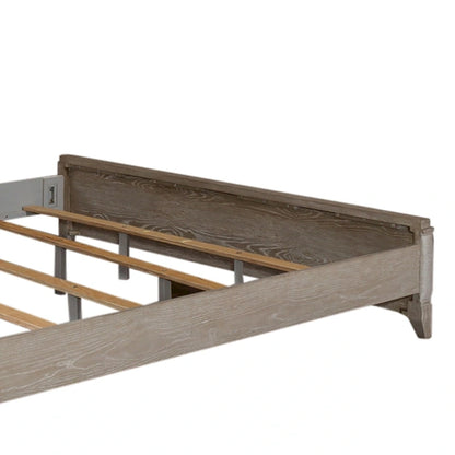 Belmar Washed Taupe & Silver Champagne King California Upholstered Bed