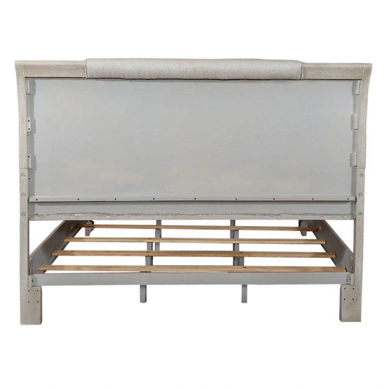 Belmar Washed Taupe & Silver Champagne King California Upholstered Bed
