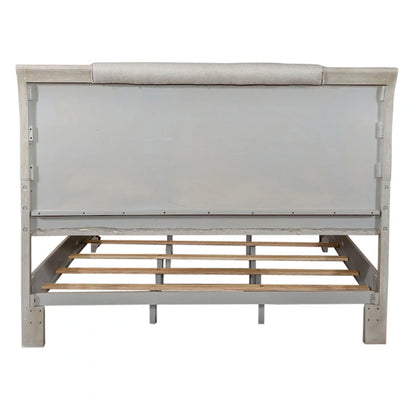 Belmar Washed Taupe & Silver Champagne King California Upholstered Bed