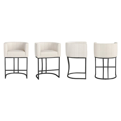 LUE BONA Modern 26.in Low Back Counter Height Barstool Barrel Set of 4 Bar Stools with Metal Frame