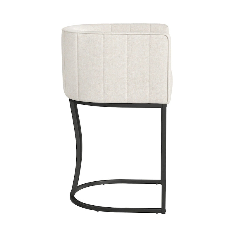 LUE BONA Modern 26.in Low Back Counter Height Barstool Barrel Set of 4 Bar Stools with Metal Frame