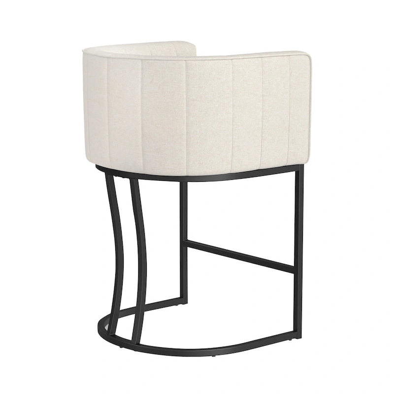 LUE BONA Modern 26.in Low Back Counter Height Barstool Barrel Set of 4 Bar Stools with Metal Frame