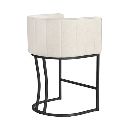 LUE BONA Modern 26.in Low Back Counter Height Barstool Barrel Set of 4 Bar Stools with Metal Frame