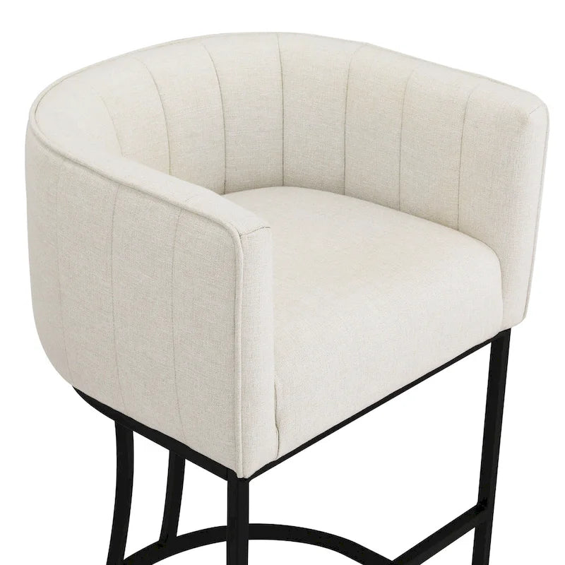 LUE BONA Modern 26.in Low Back Counter Height Barstool Barrel Set of 4 Bar Stools with Metal Frame