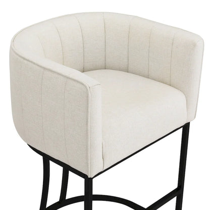 LUE BONA Modern 26.in Low Back Counter Height Barstool Barrel Set of 4 Bar Stools with Metal Frame