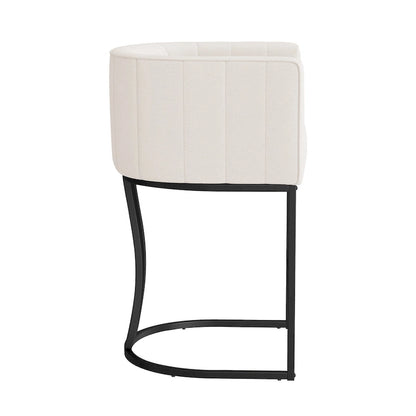 LUE BONA Modern 26.in Low Back Counter Height Barstool Barrel Set of 4 Bar Stools with Metal Frame