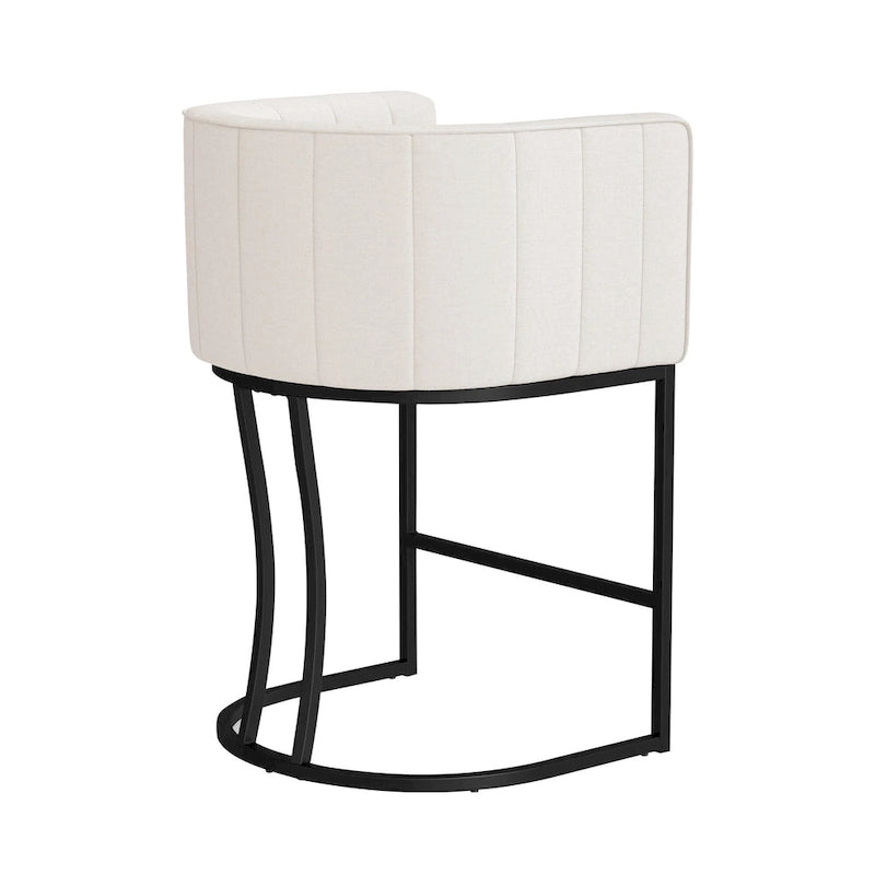 LUE BONA Modern 26.in Low Back Counter Height Barstool Barrel Set of 4 Bar Stools with Metal Frame