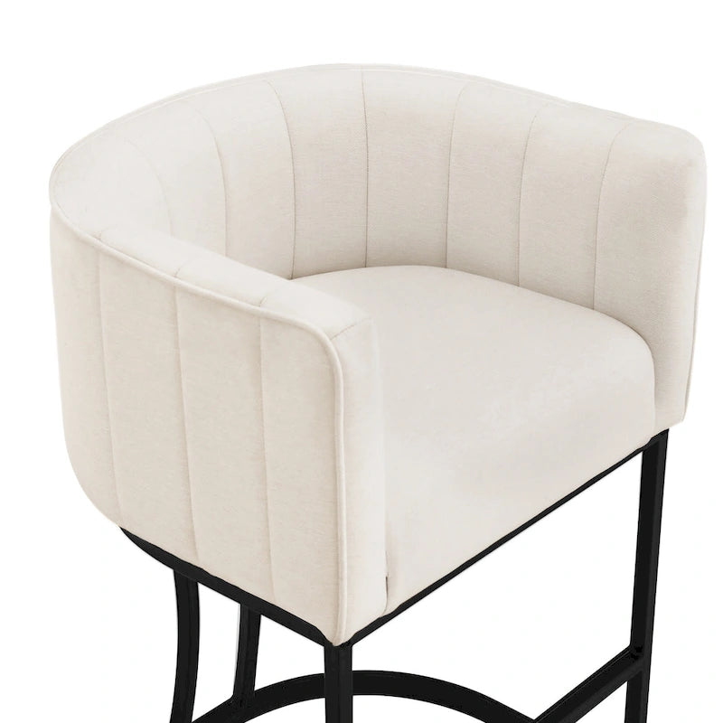 LUE BONA Modern 26.in Low Back Counter Height Barstool Barrel Set of 4 Bar Stools with Metal Frame