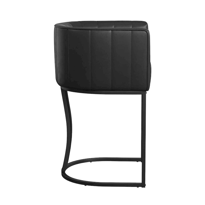 LUE BONA Modern 26.in Low Back Counter Height Barstool Barrel Set of 4 Bar Stools with Metal Frame