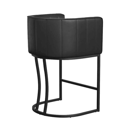 LUE BONA Modern 26.in Low Back Counter Height Barstool Barrel Set of 4 Bar Stools with Metal Frame