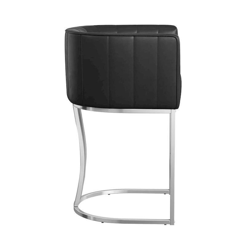 LUE BONA Modern 26.in Low Back Counter Height Barstool Barrel Set of 4 Bar Stools with Metal Frame