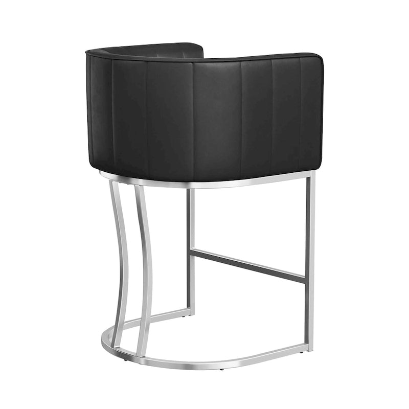 LUE BONA Modern 26.in Low Back Counter Height Barstool Barrel Set of 4 Bar Stools with Metal Frame