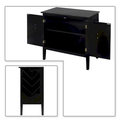 Modern Elegant Wooden Storage Cabinet with Antique Brass Coloured Metal Handles