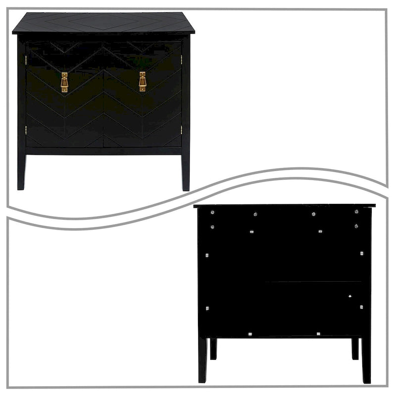 Modern Elegant Wooden Storage Cabinet with Antique Brass Coloured Metal Handles