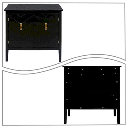 Modern Elegant Wooden Storage Cabinet with Antique Brass Coloured Metal Handles