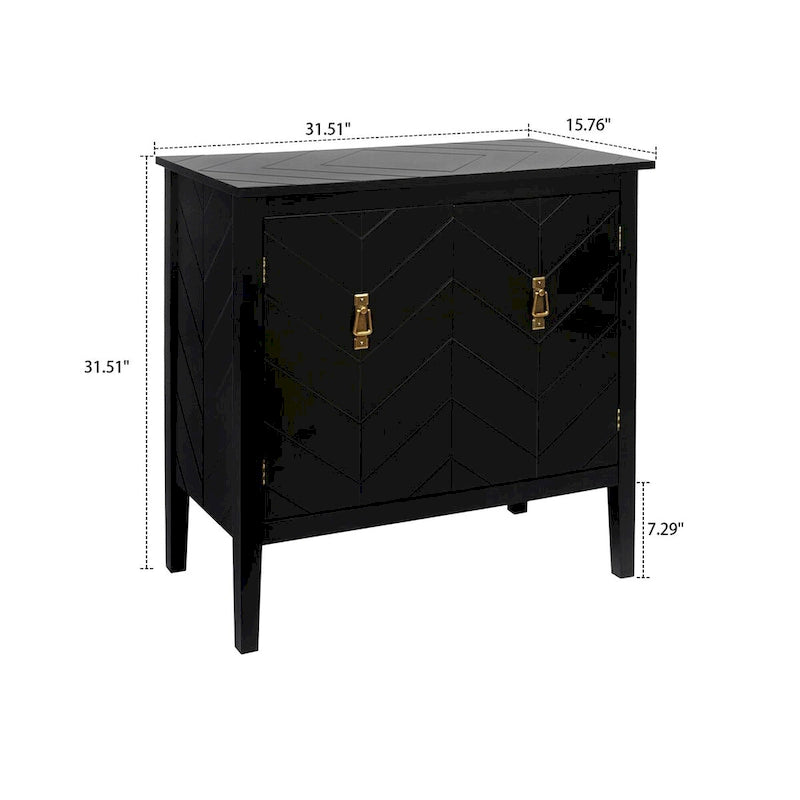 Modern Elegant Wooden Storage Cabinet with Antique Brass Coloured Metal Handles