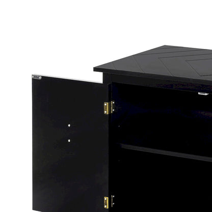 Modern Elegant Wooden Storage Cabinet with Antique Brass Coloured Metal Handles