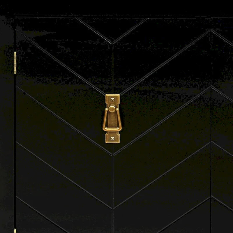 Modern Elegant Wooden Storage Cabinet with Antique Brass Coloured Metal Handles